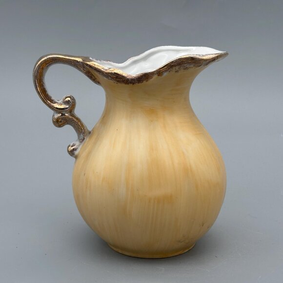 Vintage Norleans Japan Porcelain Pitcher Hand-Painted Fruit Design Gold Trim - Picture 5 of 9